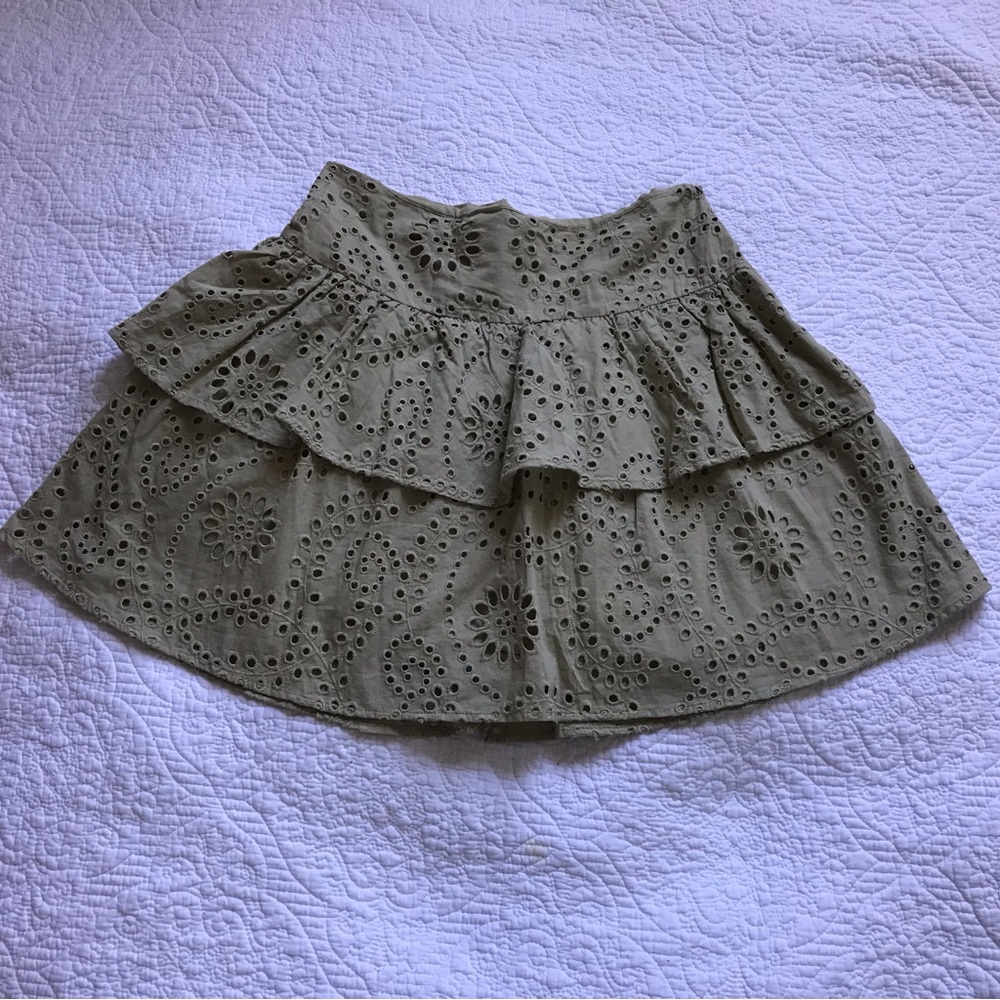 Express Green Bubble Mini Skirt with Ruffled Tiers women’s SZ 4 Great condition